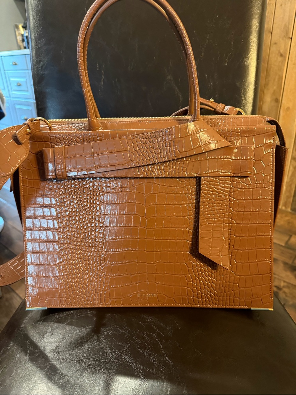 Like new Senreve Armonica Tote Brown Vegan Croc